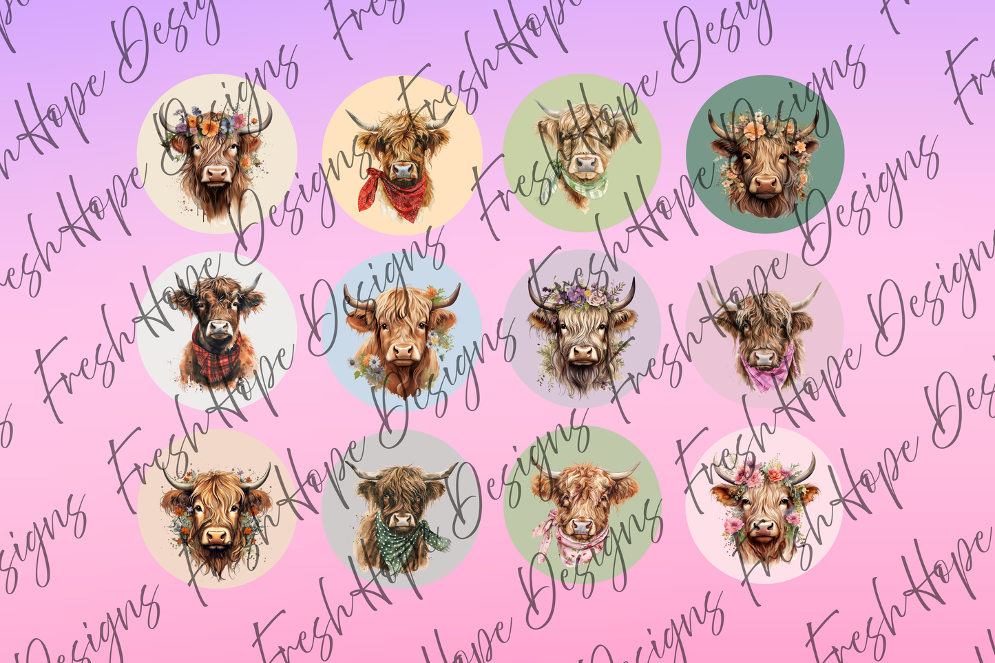Watercolor Highland Cow Cardstock