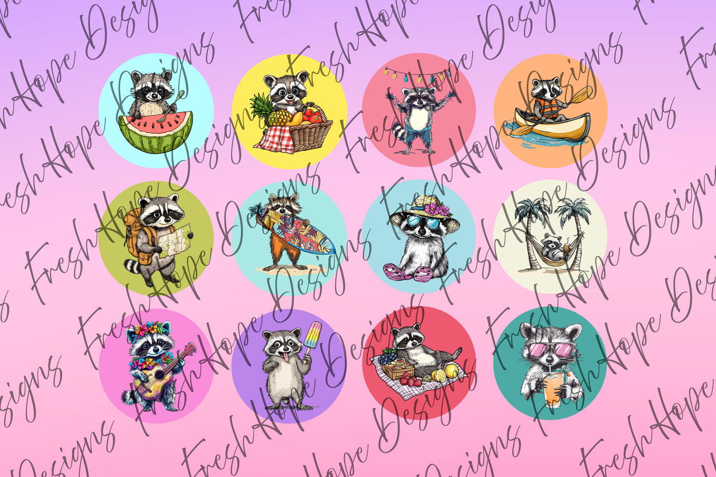 Summer Raccoons Cardstock