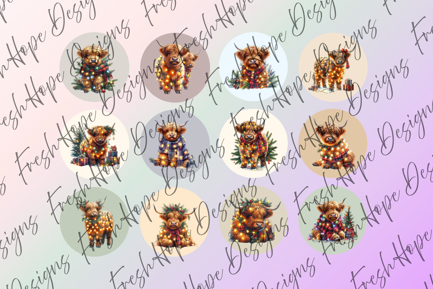 Christmas Highland Cows Cardstock