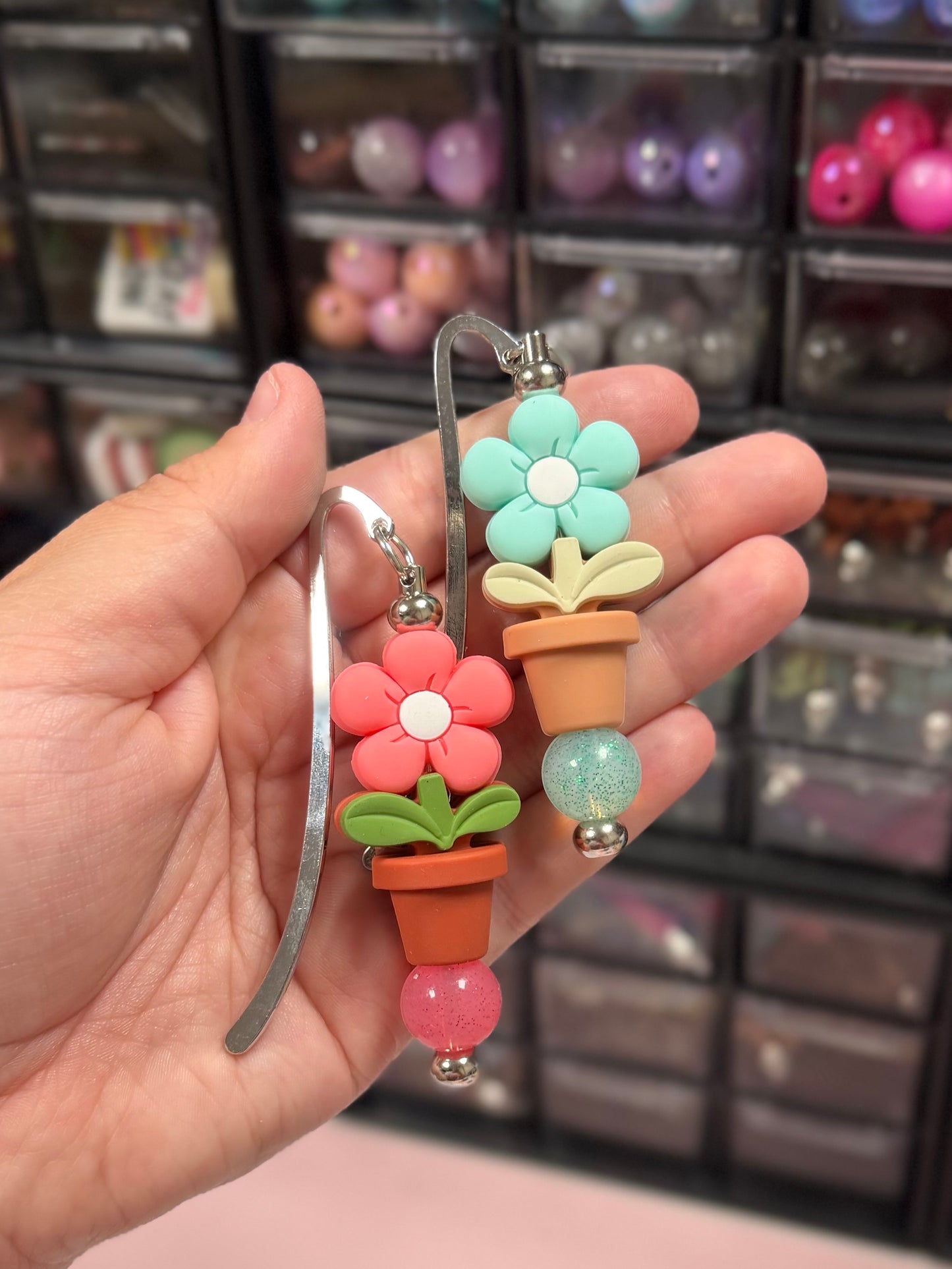 Flower Beaded Bookmark