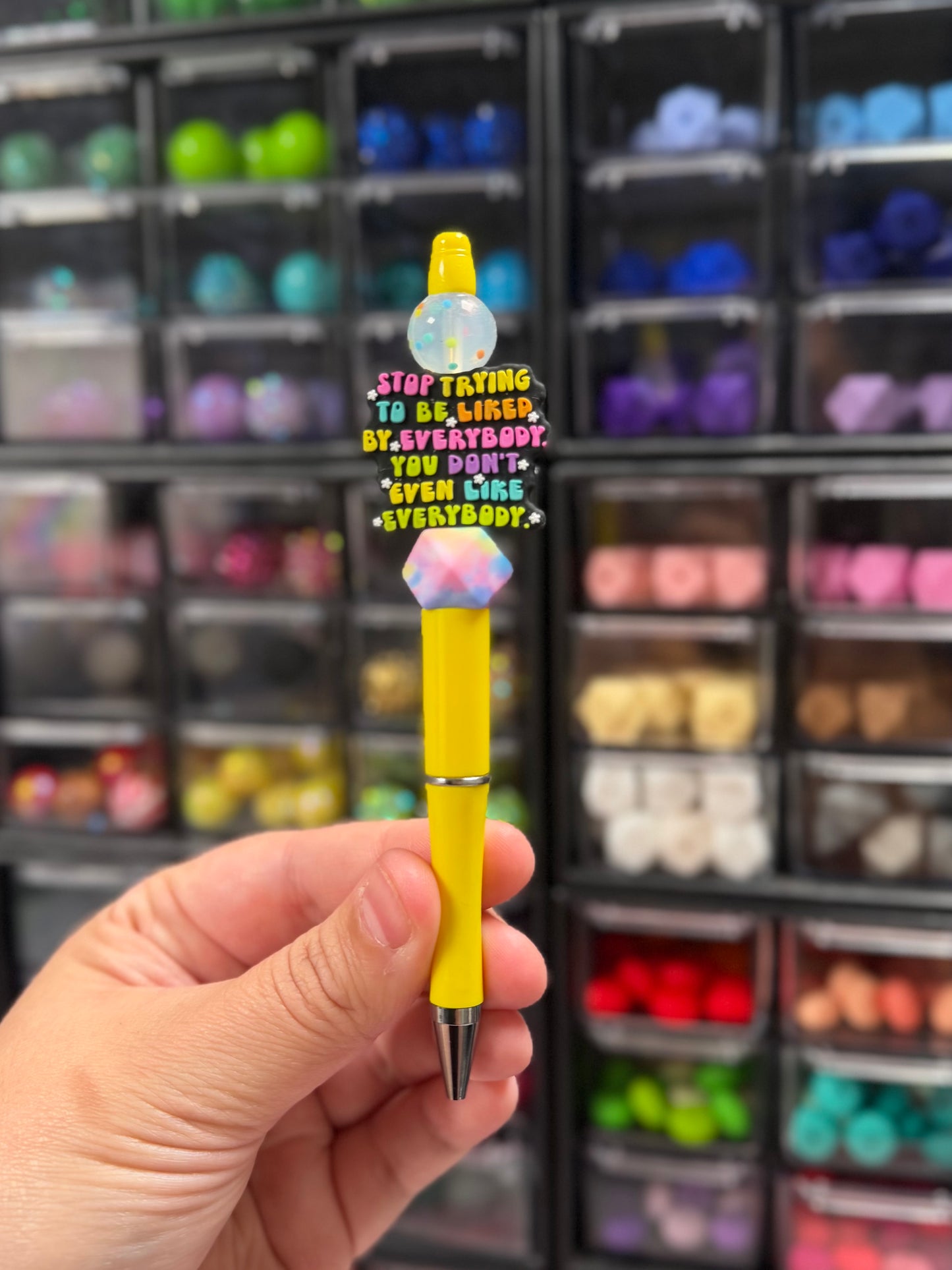 Stop Trying Beaded Pen