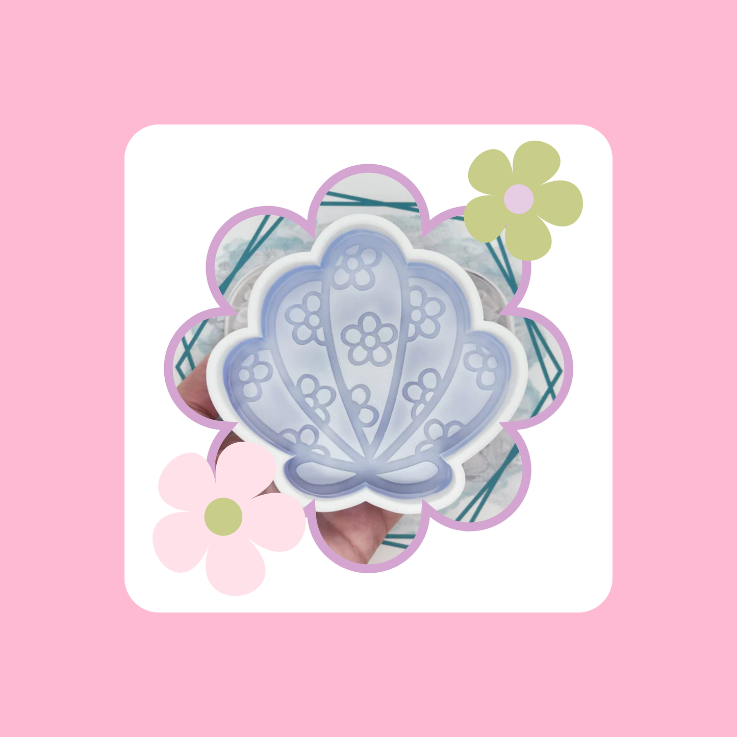 Custom Seashell with Flowers Freshie
