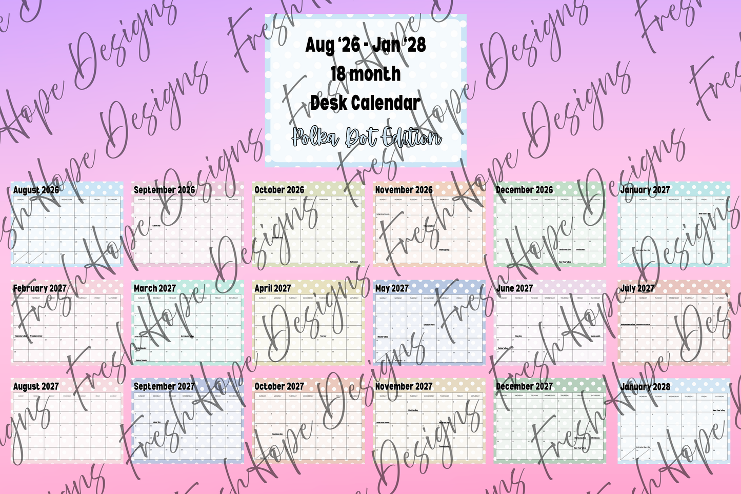 18 Month Deskpad Calendar