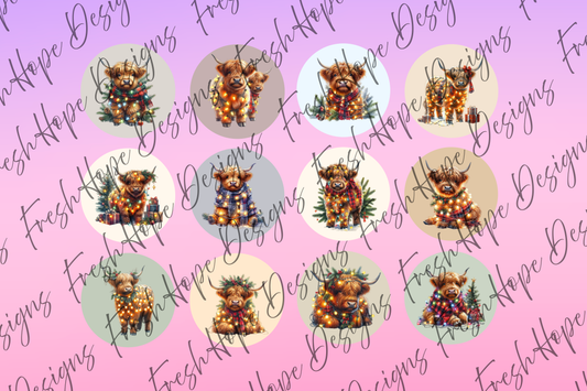 Christmas Highland Cows Cardstock