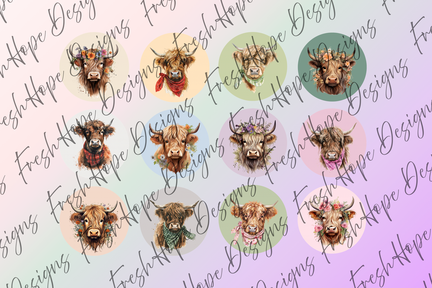 Watercolor Highland Cow Cardstock