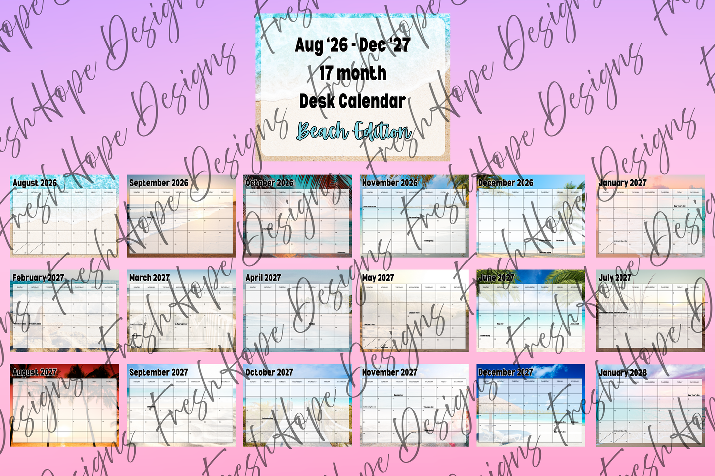 18 Month Deskpad Calendar