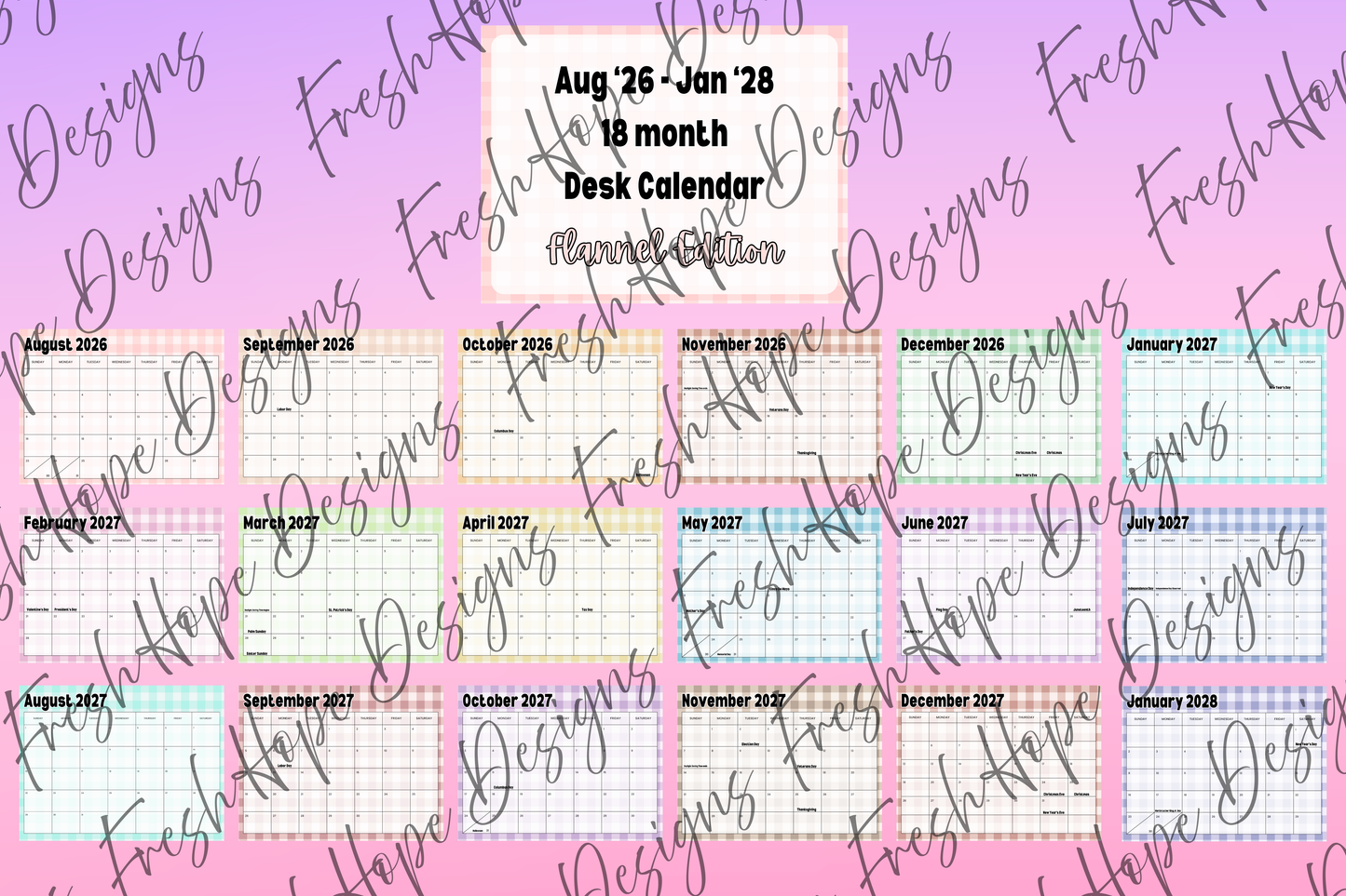 18 Month Deskpad Calendar